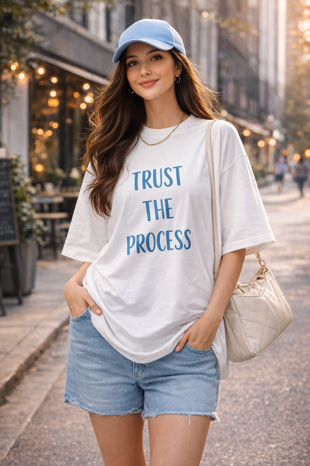 Happy in Motion - oversized high neck t-shirt (unisex)